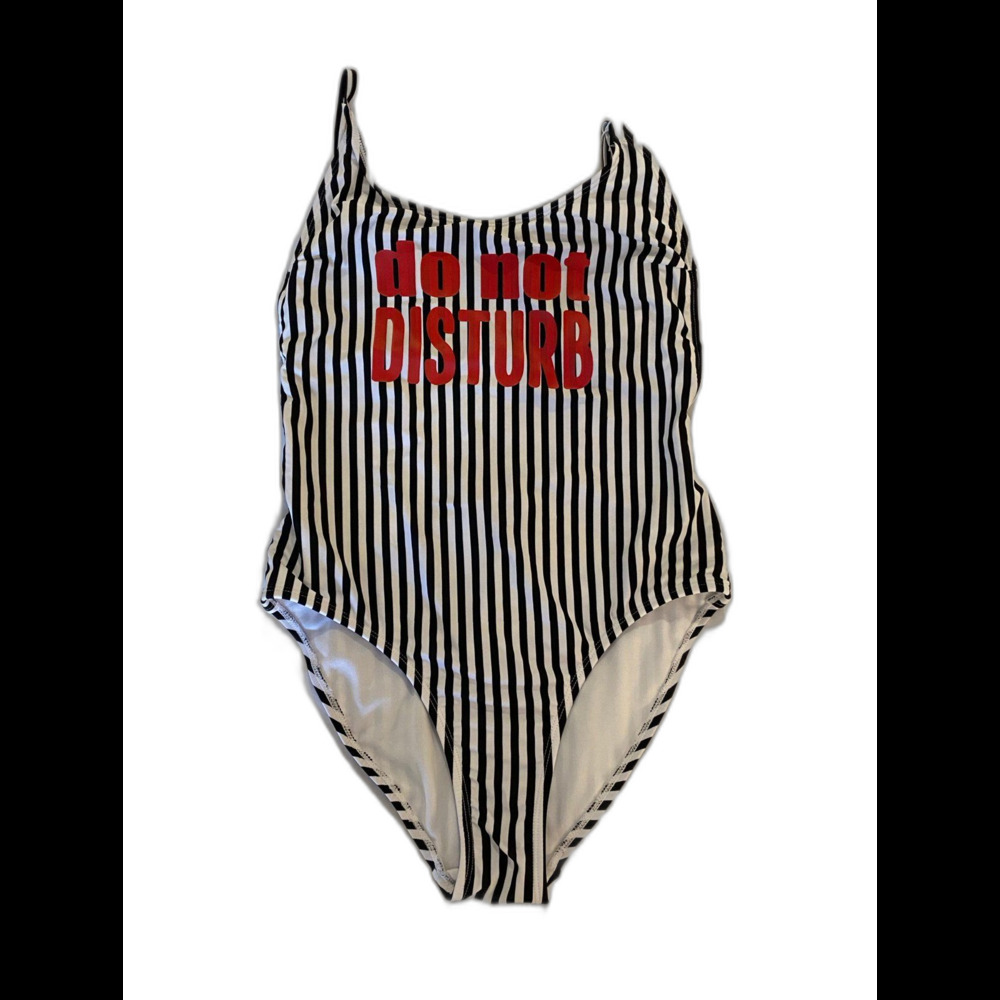 No Boundaries Swimsuit Womens One piece Size Large‎ Jr 11-13 B&W Striped  Summer